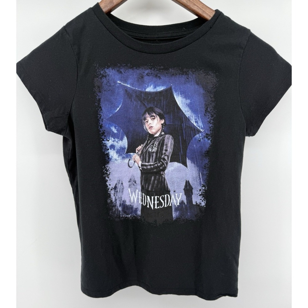 Wednesday Addams Netflix Series Black Graphic T-Shirt Kids Size XL 14/16